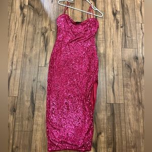 Maizie Majorelle Midi Dress in Hot Pink